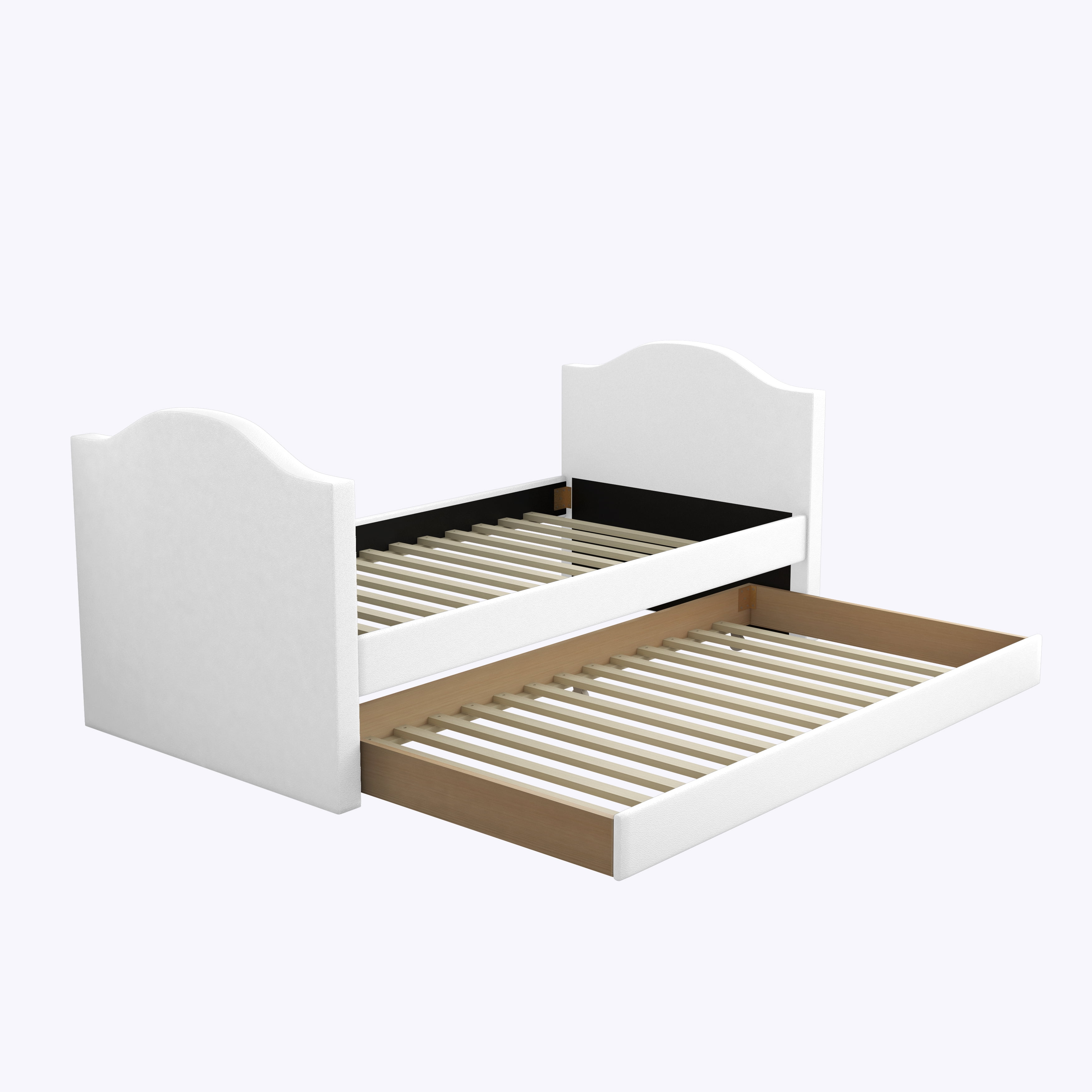 Boyd Sleep Messina White Upholstered Faux Leather Daybed with Trundle, Twin