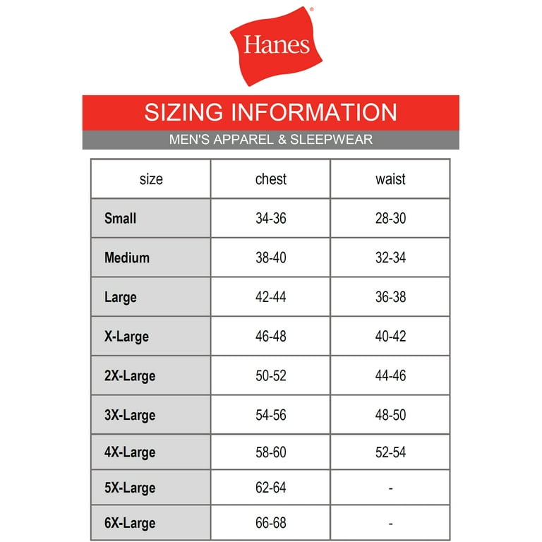 Hanes t shirt clearance measurements