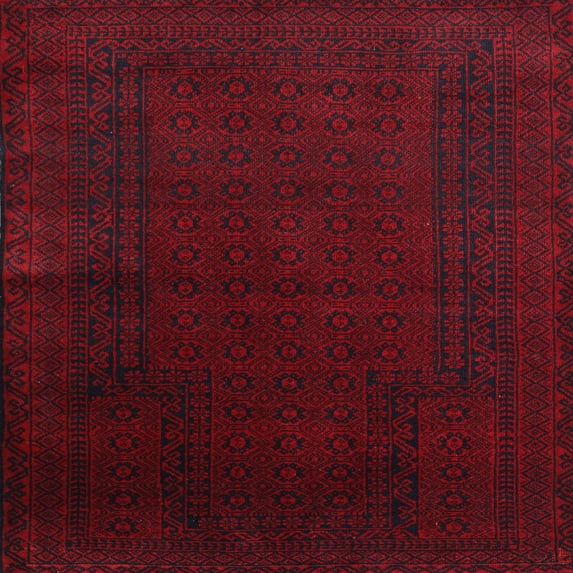 Ahgly Company Indoor Square Traditional Dark Scarlet Red Persian Area Rugs, 3' Square