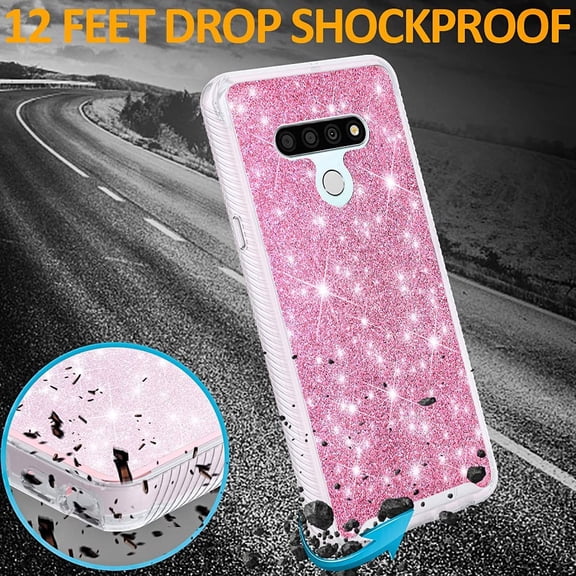 LG Stylo 6 Case, [Not Fit LG Stylo 5] Military Grade 12 Feet Drop Proof Phone Cover With Glitter Spot Diamond-Pink