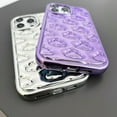 thumbnail image 6 of Chrome Case for Women/Girls, Electroplated 3D Cloud Pattern Soft Phone Case Compatible with iPhone 15 Plus, Purple, 6 of 7