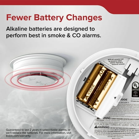 Kidde AA Alkaline Batteries, for Smoke and Carbon Monoxide Detectors, 4 pack