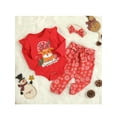thumbnail image 3 of Seyurigaoka Christmas Baby Girls Elk Print Fly Sleeve Playsuit + Trousers + Bow Headband, 3 of 9
