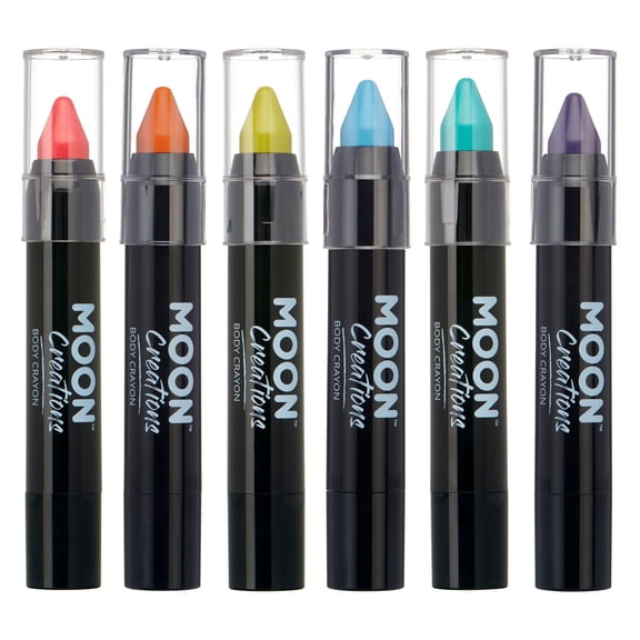 Moon Creations - Body Crayons - Bright Set (Bright Pink, Orange, Lime Green, Light Blue, Turquoise, Purple)