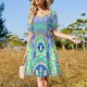 thumbnail image 4 of Vestido de manga corta con diseño maya de círculos de flores Ropa de playa para mujer Vestido, 4 of 7
