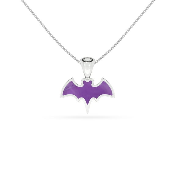 Natural Amethyst Bat Shape Pendant Necklace in Sterling Silver for Women with 18-inch Adj. Chain, February Birthstone Jewelry for Her Birthday, Wedding Anniversary, Christmas, Mothers Day