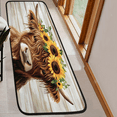thumbnail image 6 of CURLYOOT Highland Cow and Sunflowers Retro Runner Rug 2'x6' Washable Kitchen Runner Rug Indoor Non Slip Laundry Rugs Floor Carpet for Hallway Kitchen Entryway Bedroom Living Room, 6 of 9
