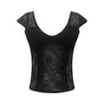 thumbnail image 5 of Women Summer Tops Women Lace Frill Camisole Sexy Strap Low Cut Tank Crop Top Shirt Streetwear Line Top Womens Checke Crop Workout Shirts Line Long Breastfeeding Tops for Girls Black M, 5 of 8