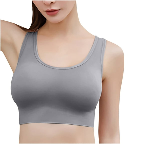 Elainilye Fashion Bras For Women Sports Bra Strap Vest Push-Up Yoga Fitness Sports Bra With Detachable Chest Pad,Gray