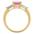 thumbnail image 4 of 1.62 ct Square Emerald Cut Simulated Pink Diamond 3 Stone 18K Yellow Gold Womens Engagement Ring, 4 of 5