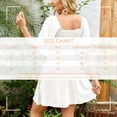 thumbnail image 5 of Women's V-Neck Tie Front Flutter Sleeve Mini Dress - Casual Short Sleeve Smocked Back A-Line Dress for Summer, 5 of 5