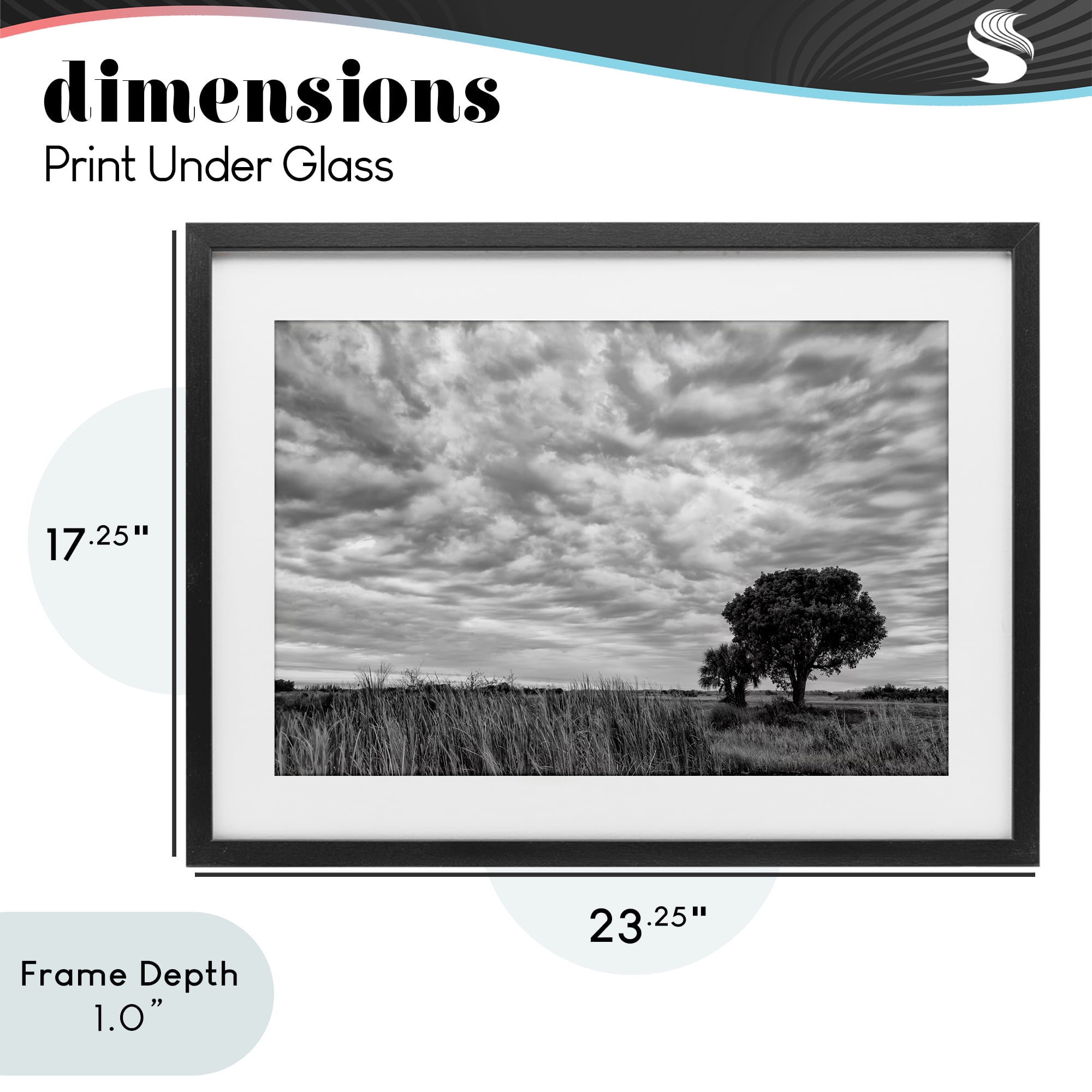 Stupell Industries Solitary Tree Beneath Clouds Black Framed Print Under Glass, design by Jon Evan