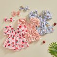 thumbnail image 3 of Gupgi Bébé Fille Robe Romper Fruits d'Été à Manches Courtes avec Bandeau, 3 of 9