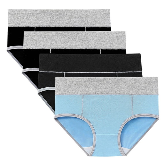 qelini 4 Pack Brief Underwear for Women Cotton Plus Size High Waisted Stretch Lightweight Underpants Comfortable Panties