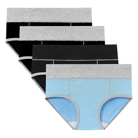 Scyoekwg Women s Underwear High Waisted Panties Cotton Women s Physiological Underpants Hipster Panties Patchwork Ladies Underpants High Waisted Underwear Underpants 4 Pack(Light Blue XXL)