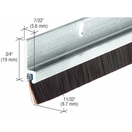 CRL Aluminum and Nylon Door 11/32" Bristle Weatherstrip - 72