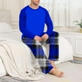thumbnail image 4 of Mens Pjs Sets Color Block Pajamas Sets Plaid Fannel Pajama Bottoms Cotton Lounge Pants Trendy Soft Long Sleeve Pjs Tops Sleepwear, 4 of 7