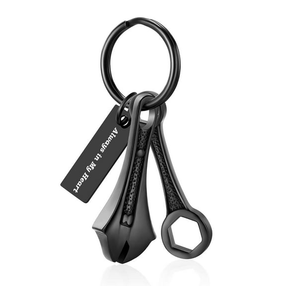 Constantlife Black Cremation Jewelry Wrench Urn Keychain for Ashes for Men Women Hammer Urn Pendant Keyring