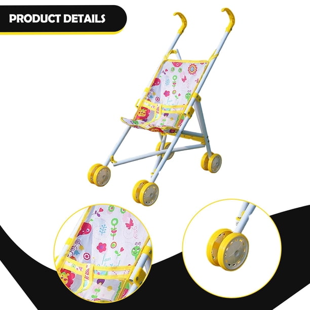 Bunblic Poussette Jouet de Simulation de 10 Pouces Cadeau Développement Précoce Cadeaux de Fête Jouet Réaliste Interactif Poussettes Pliantes pour Poupée pour Enfants Rouge