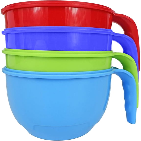 Set of 4 Soup Mugs 28 Ounce Heat Soup In the Microwave! Perfect for Work School and Meal Preparation! Black Duck Brand (4, Multi)