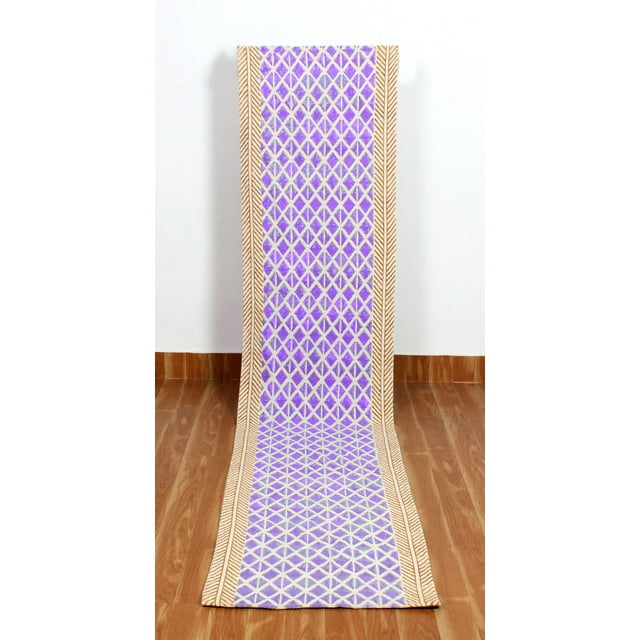 Casavani Handmade Cotton Runner Area Rug for Hallway & Stairs Block Printed Entrance Runner Rug, Grey 5x10 feet