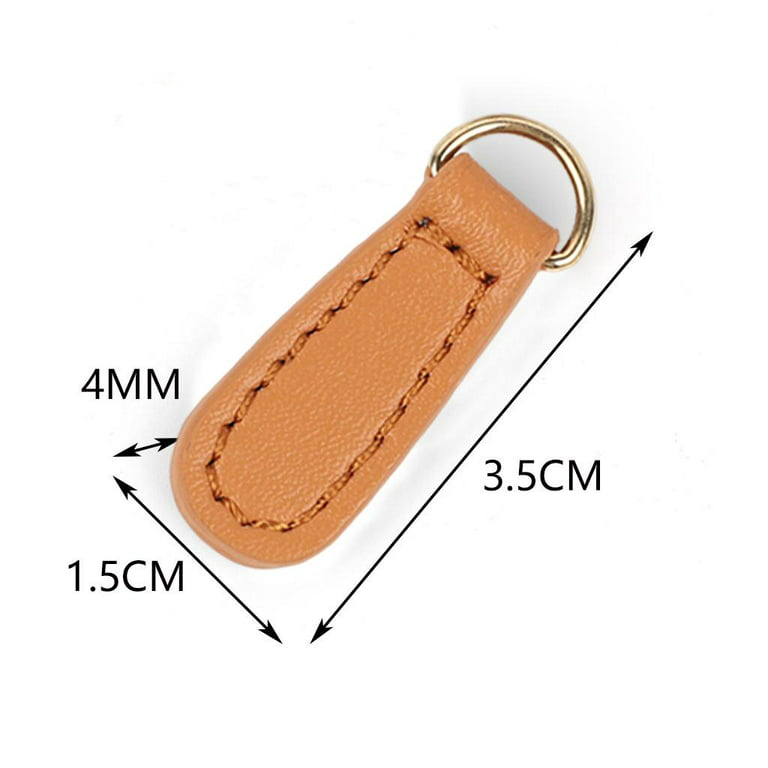 6 pcs Leather Zipper Pull Zipper Tags Fixer Pull Replacement Zipper Heads  for Luggage Handbags Bags Purse Jacket Repair Supplies Brown 