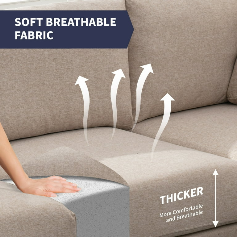 ZAFLY Comfortable L-Shaped Sectional Sofa, Linen Fabric ZAFLY Comfortable L-Shaped Sectional Sofa, Linen Fabric
