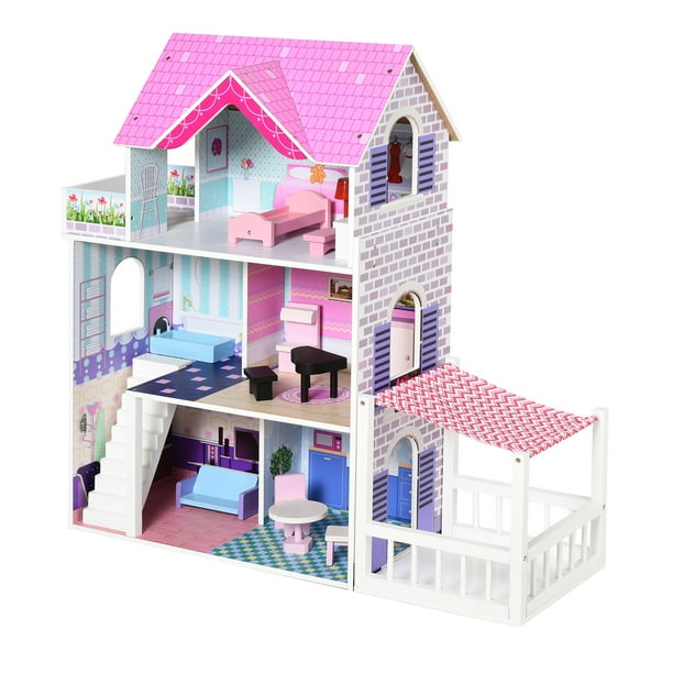 Maison de poupées Barbie avec 3 poupées, piscine et glissade, 4