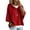 36#Red, variant on Womens Solid Hooded Knit Pullover Sweater, Drawstring 3/4 Batwing Sleeve Oversized Loose Ribbed Knitted Drop Shoulder Soft Comfy Winter Trendy Outfit