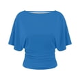 thumbnail image 4 of CUSTG Women Elegant Batwing Sleeve Solid Color Round Neck T-Shirt For Casual Everyday Wear Fashionable Ladies Summer Tops, 4 of 5