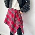 thumbnail image 2 of Aellinatey Asymmetrical Faux Shirt Hem Tie Up Cover Up Plaids Apron Wrap Skirt for Women, 2 of 21