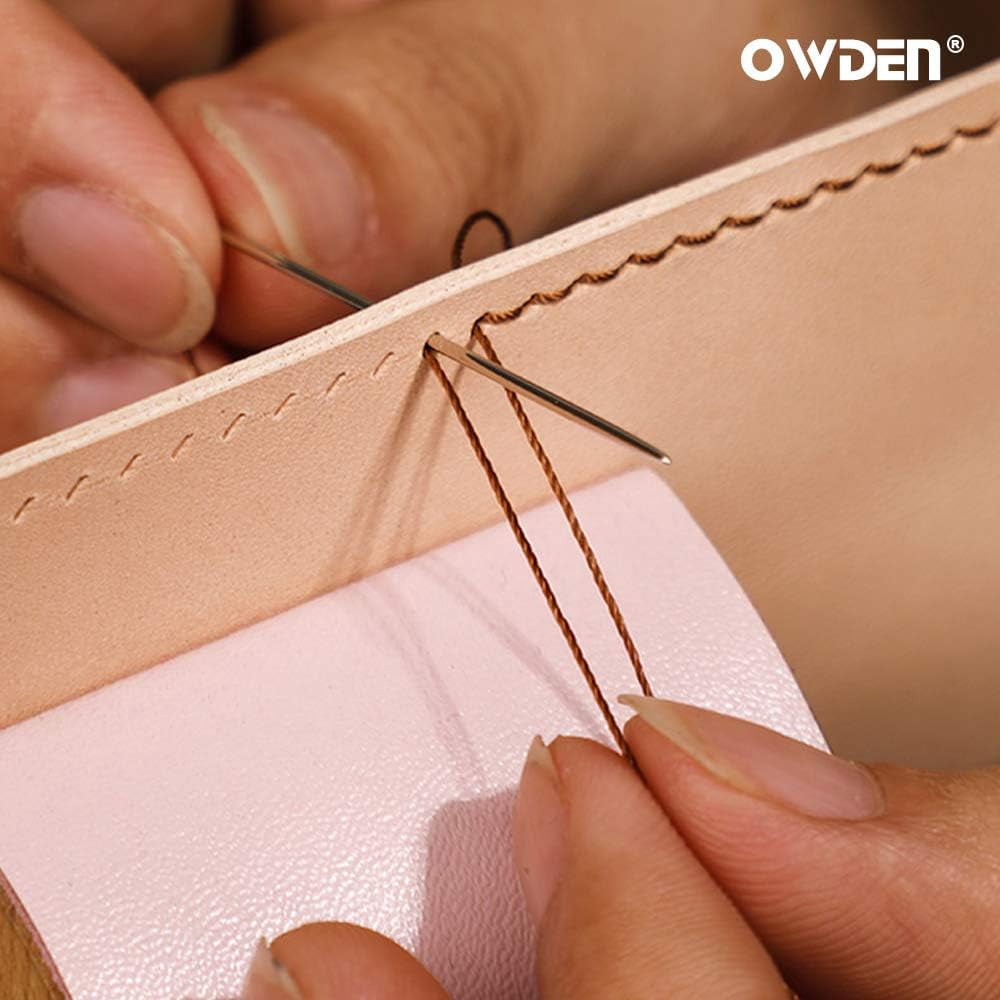 12Pcs Leather Hand Sewing Needles, Professional Small Eye Design for Leather Hand Stitching Needle. 2 Sizes and Each 6Pcs.
