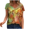 thumbnail image 2 of ICHUANYI Women's Fashion Round Neck Printed Short Sleeve Casual Loose Blouse Tops, 2 of 3