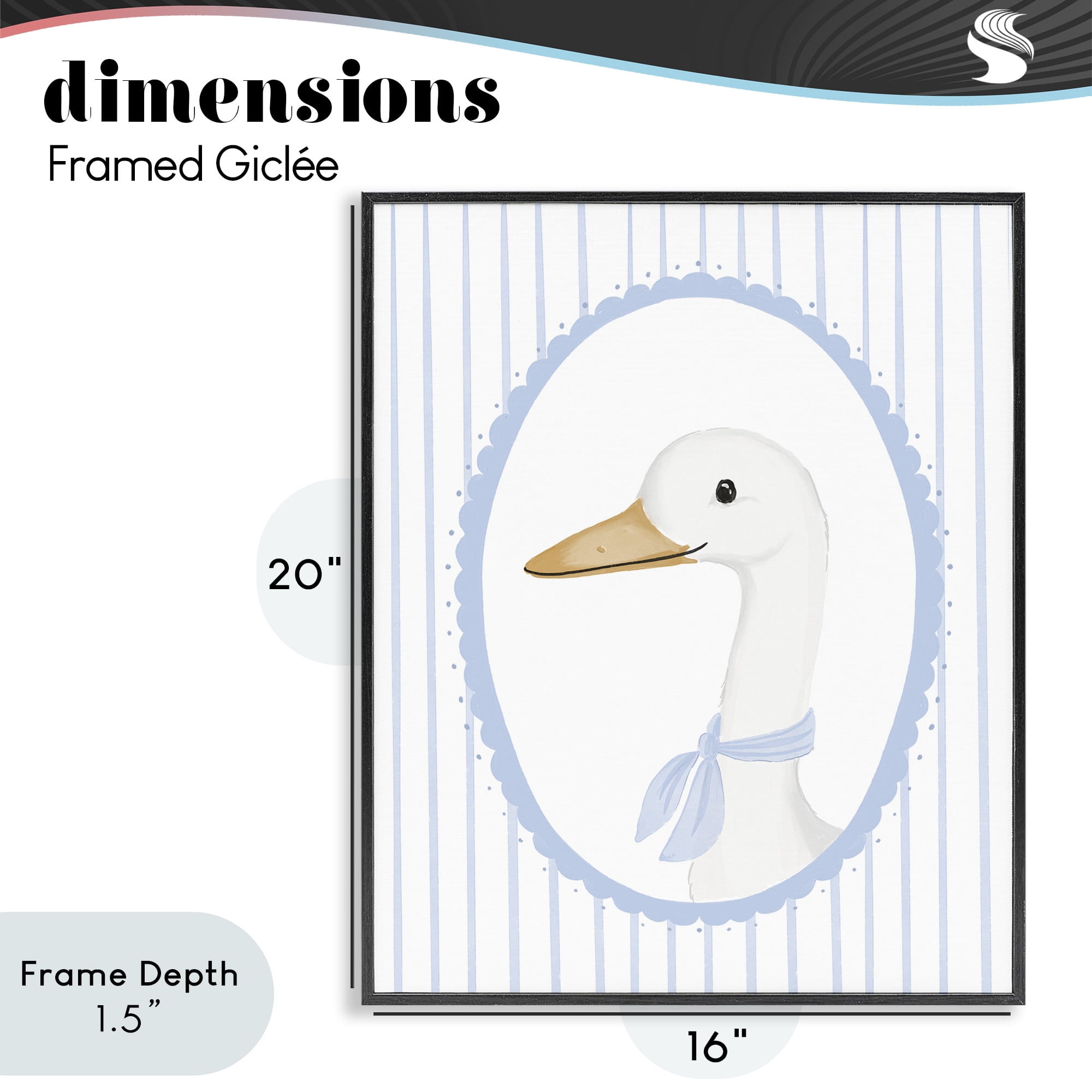 Stupell Industries Dainty Bordered Duck Black Framed Giclee Art, design by Cherrywood Lane