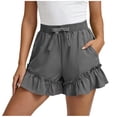 thumbnail image 3 of Women's Elastic Waist Solid Color Skorts with Pockets, Shorts for Women, Summer Casual Shorts with Bow-Knot, Lightweight Outdoor Athletic Gym | UKHCCC,Gray S, 3 of 8