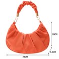 thumbnail image 3 of Bolsa Cartera de cuero plisado para mujer, Color puro, Hobos, para axilas (naranja) Ehuebsd Para Estrenar, 3 of 9