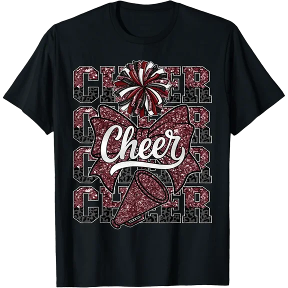 Cheerleading Maroon Bow Coquette T Shirt Size S-5XL