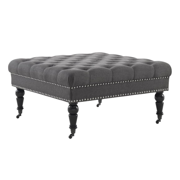 Aubrey Charcoal Square Tufted Ottoman
