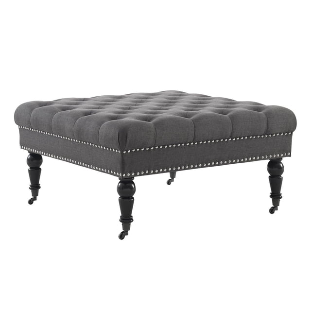 Pouf tufté carré Aubrey charcoal