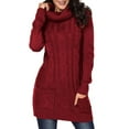 thumbnail image 5 of Women's Red Cowl Neck Cable Knit Sweater Dress, 5 of 5