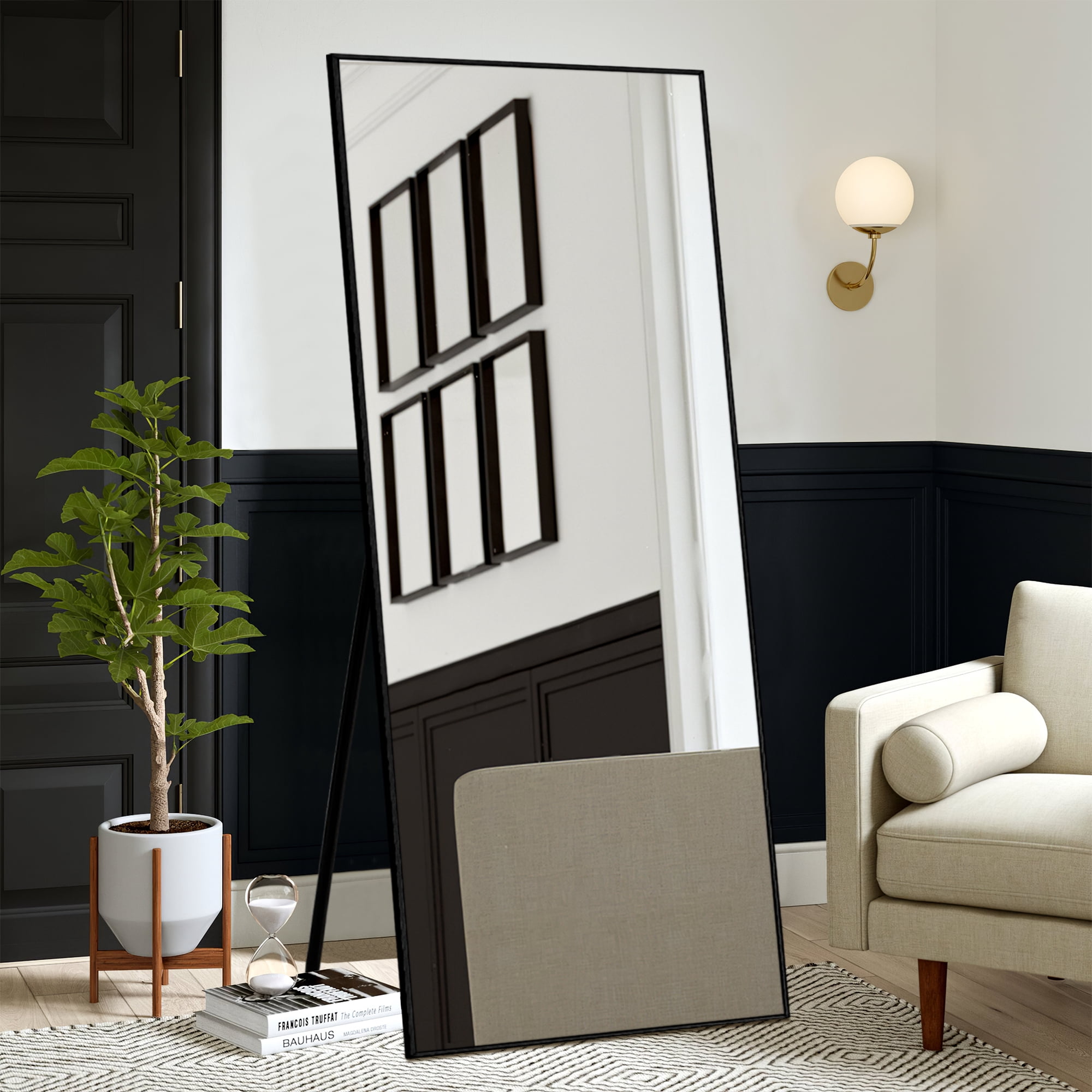 71" x 28" Aluminum Alloy Framed Mirror Full Length Rectangular Body Dressing Mirror Black