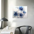 thumbnail image 3 of Creowell  Blue Flower Wall Art for Bathroom Bedroom Living Room Blue and White Wall Decor Floral Painting Canvas Print Picture for Home Decor Framed Artwork Ready to Hang 20x16 in/16x12 in, 3 of 4
