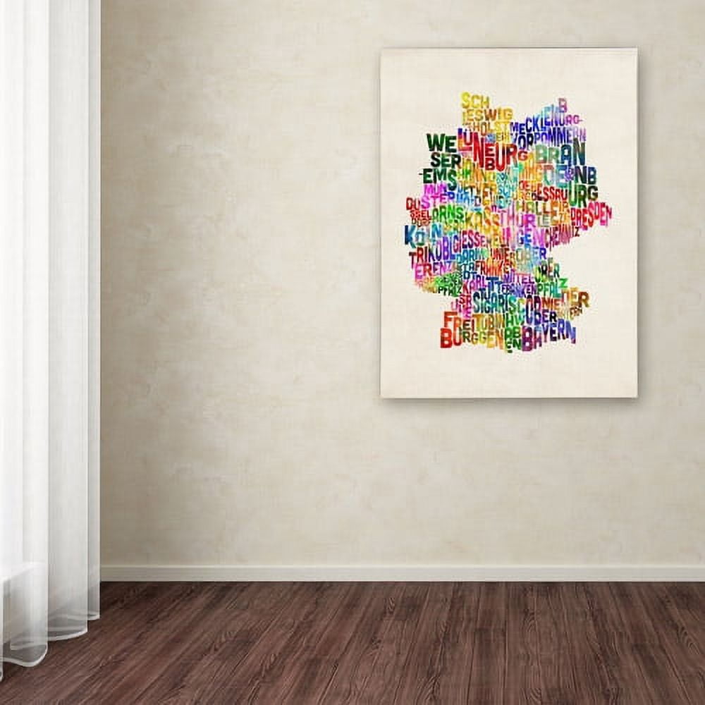 Trademark Art 'Germany Region Text Map 2' Canvas Art by Michael Tompsett