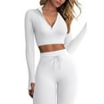 thumbnail image 6 of Seamless Workout Sets for Women 2 Piece High Waist Running Shorts and Long Sleeve Crop Tops Gym Yoga Sets Sweatsuit Ladies Clothes, 6 of 7