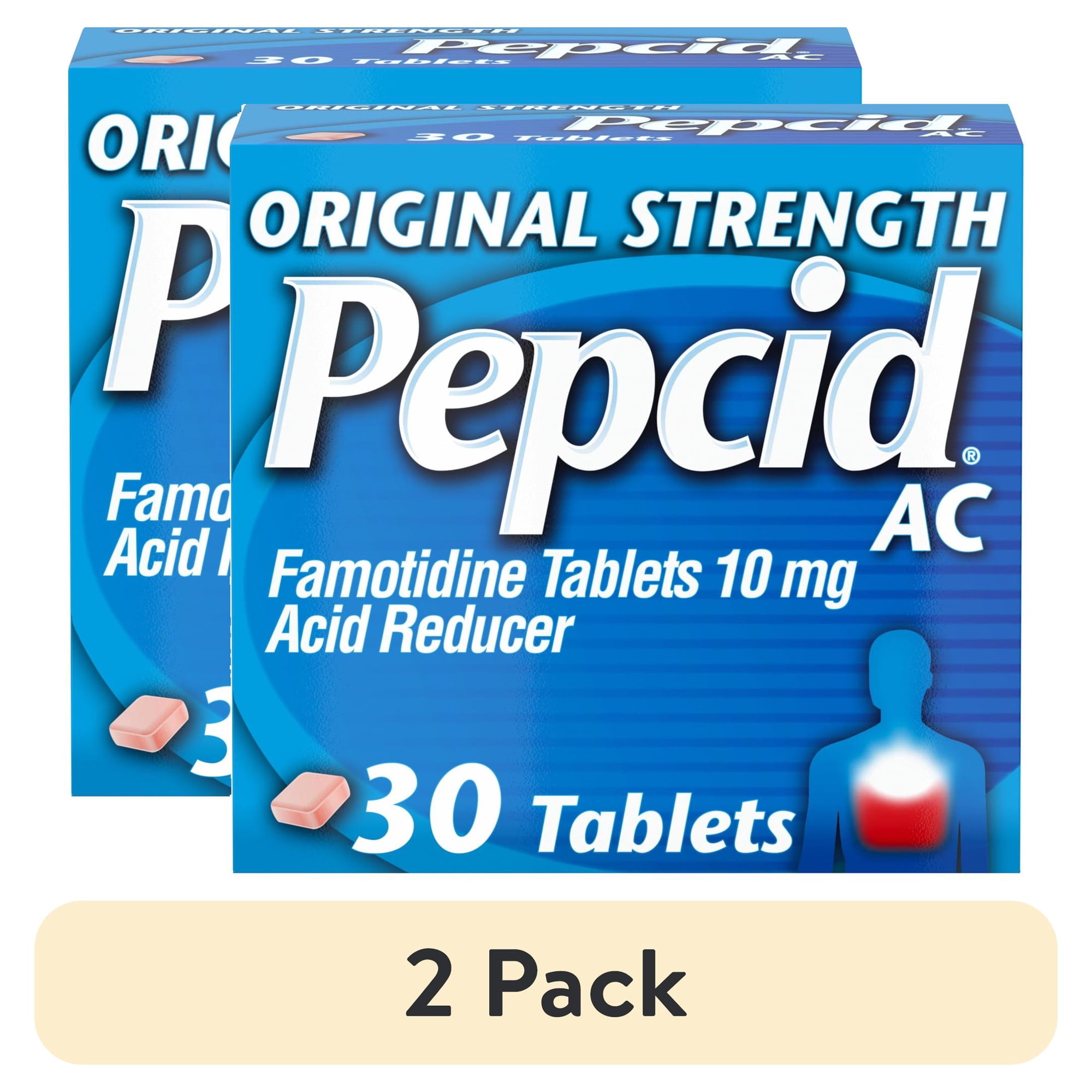 (2 pack) Pepcid AC Original Strength Heartburn Medicine, 10mg Famotidine, 30 Count