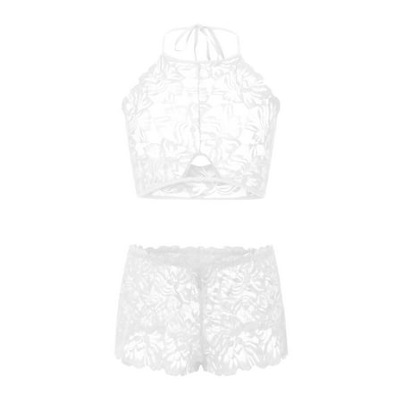 

Crotchless Lingerie For Women Seamless Underwear Women Fashion Plue Size Soild Lace Nightwear Suit Plus Size Lace Set White XXL
