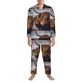 thumbnail image 3 of Salouo Yak Print Button-Front Long Sleeve Pajama Set for Men, Soft 2Pjs Men's Long Sleeve Sleepwear-XX-Large, 3 of 7