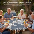 thumbnail image 3 of Round Outdoor Tablecloth with Umbrella Hole and Zipper, Indigo Blue Coastal Starfish Tablecloth with Elastic Waterproof, Ocean Sea Shells Nautical Marine Patio Table Covers for 36" - 44" Pool Tables, 3 of 9