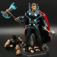 thumbnail image 2 of Figura de acción de los Vengadores de Marvel, auténtico superhéroe Thor, con arma articulada móvil, juguete de PVC, figura de 3 cabezas, modelo de escritorio, regalo, 2 of 5