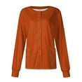 thumbnail image 2 of Terylene Twill Fabric Women’s Round Neck Button‑Up Scrub Cardigan Long Sleeve Medical Workwear Top Orange 5XL, 2 of 5